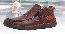 Gli anziani apprezzano il comfort delle nostre scarpe in pelle alta.